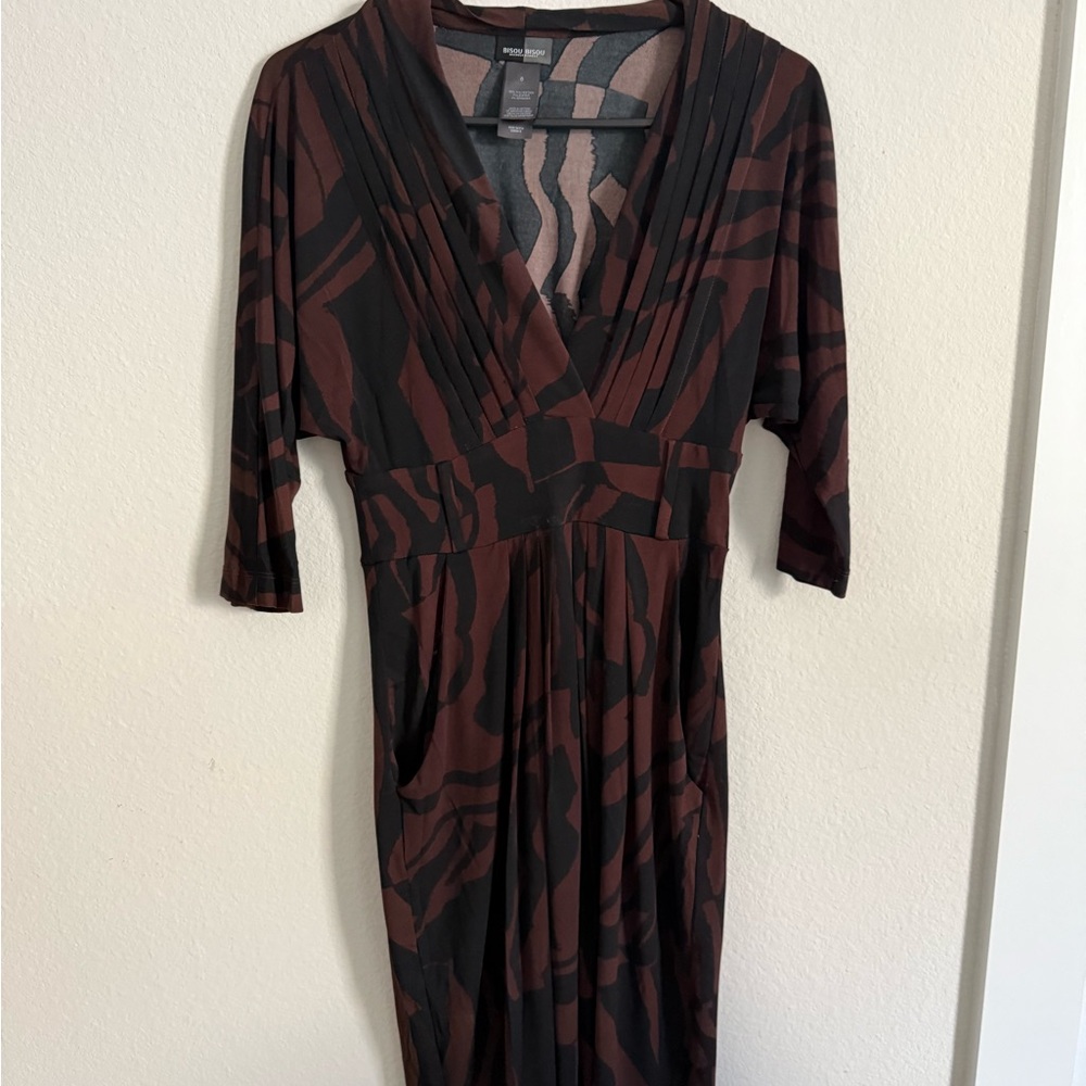 Bisou Bisou Black and Brown Midi Dress